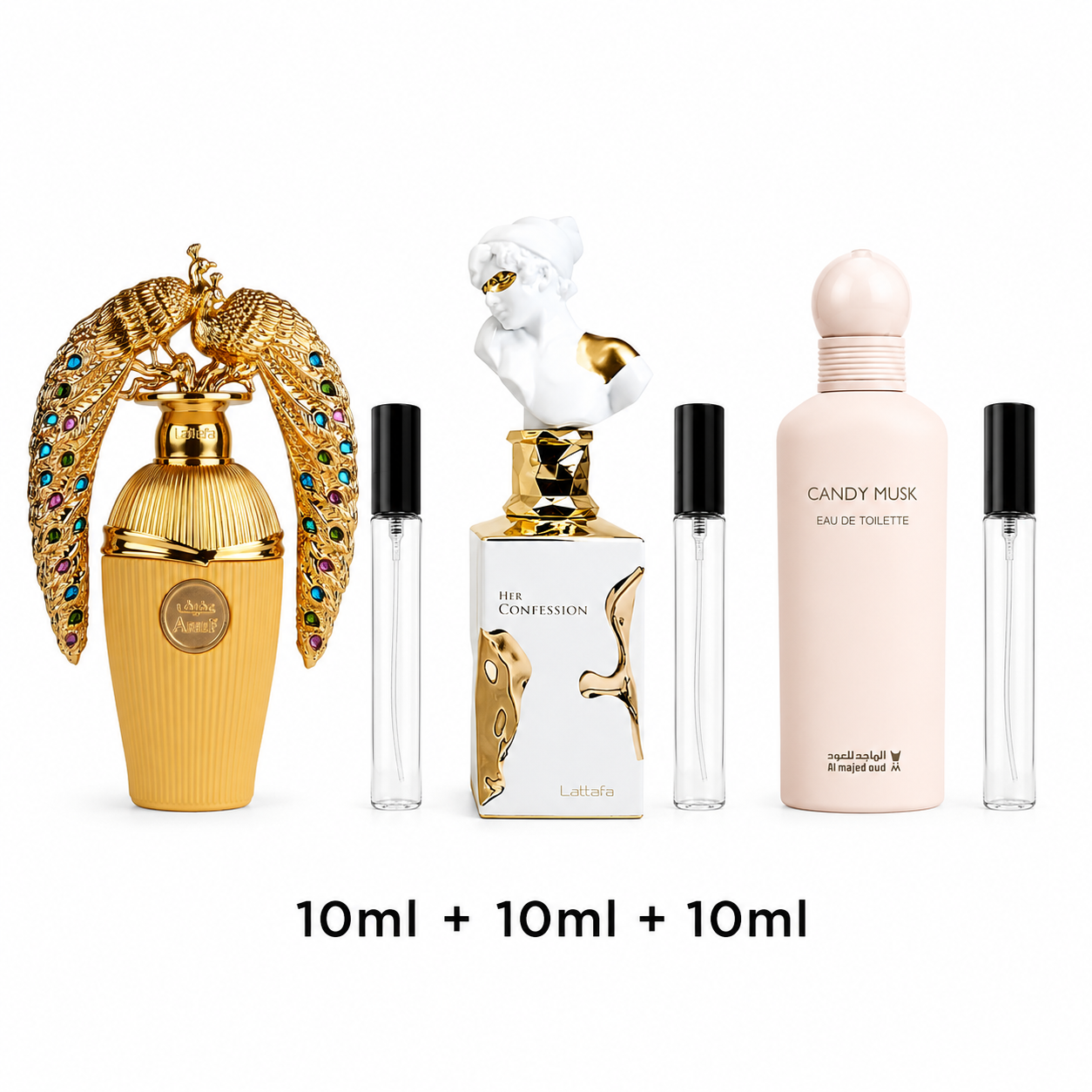 3 Décants 10ml – Afeef, Her Confession & Candy Musk